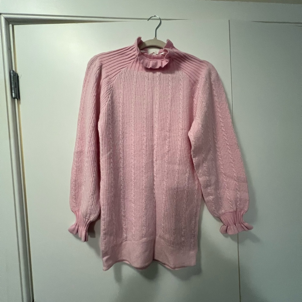 Pink Ruffled Knit Sweater